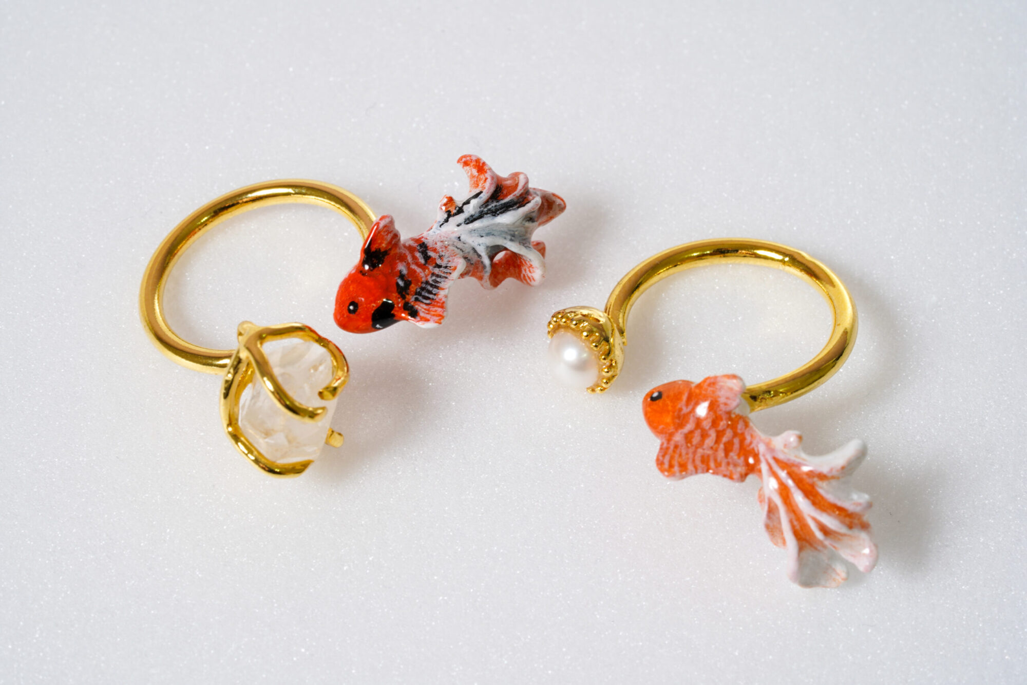 手繪圖案金魚戒指(霸王金魚&閃耀金魚)