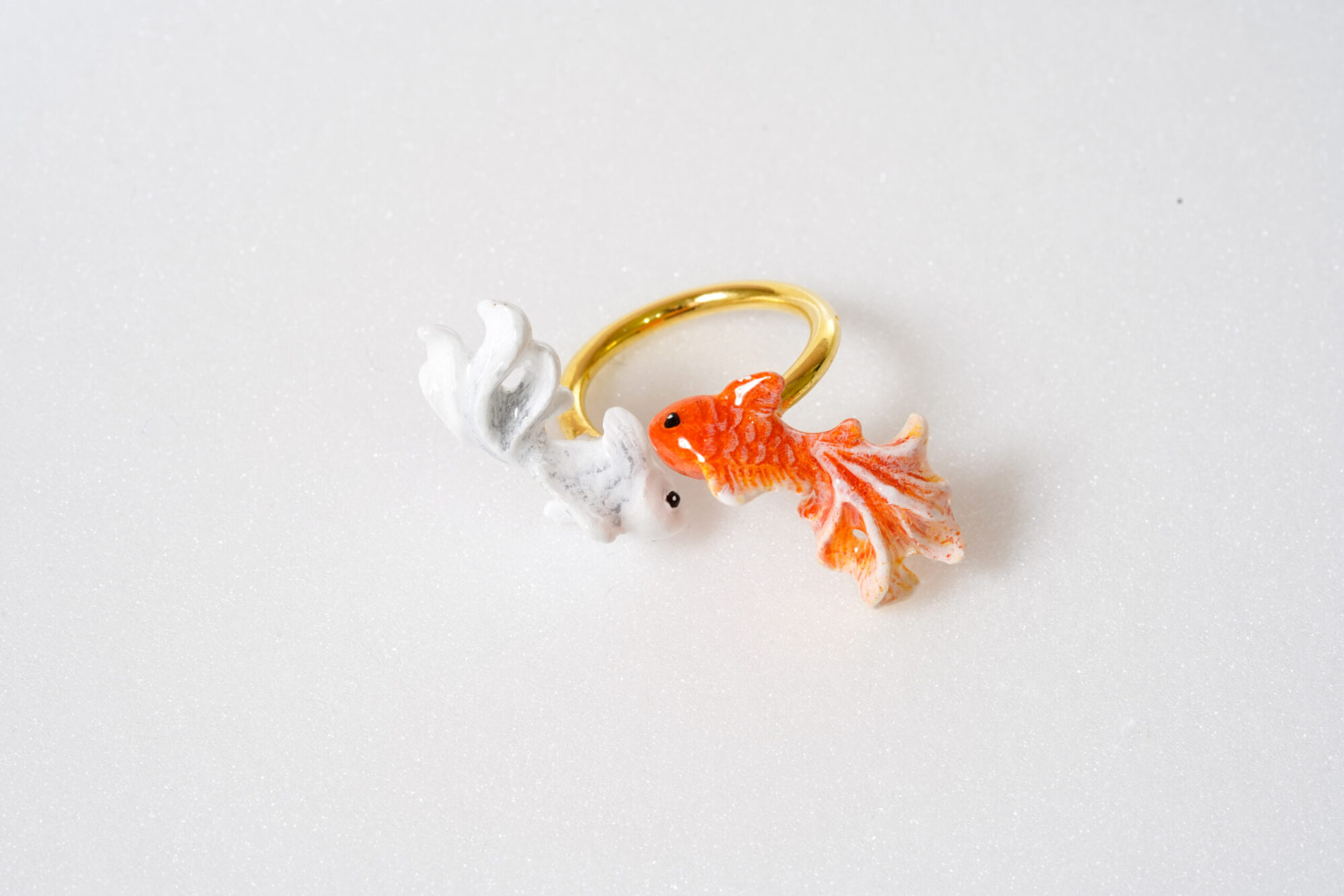 手繪圖案金魚戲水戒指